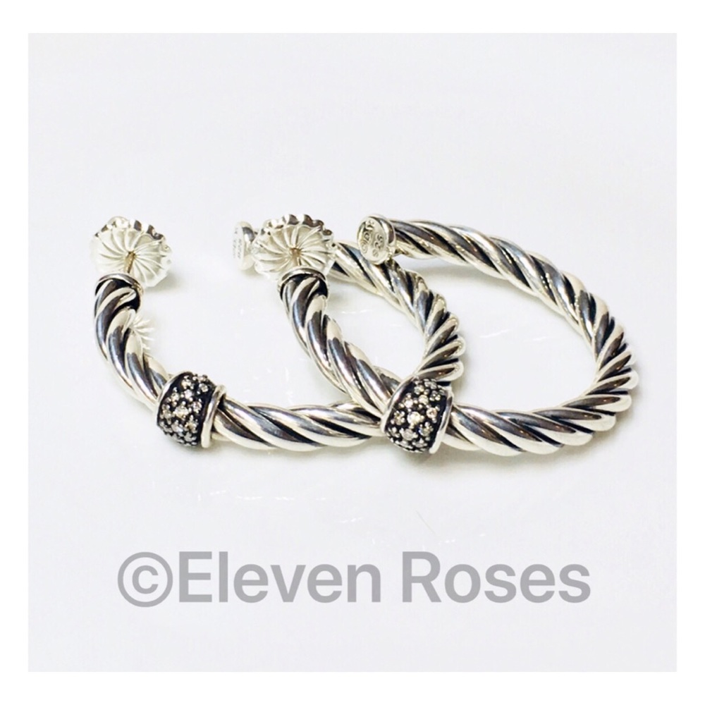 David Yurman Cable Classics Diamond Hoop Earrings